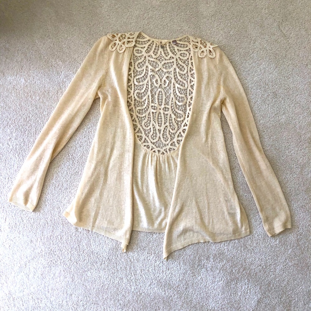 Anthropologie cream knit cardigan